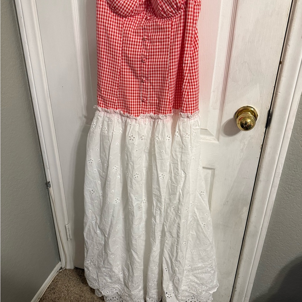 Fashion Nova Red and White Dress